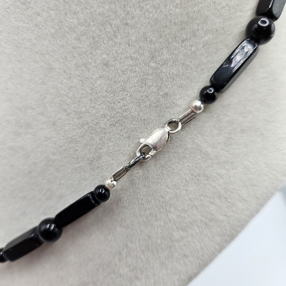 Viking Norse Lion Pendant Glass Black and White Necklace Sterling Silver Clasp - Picture 5 of 7